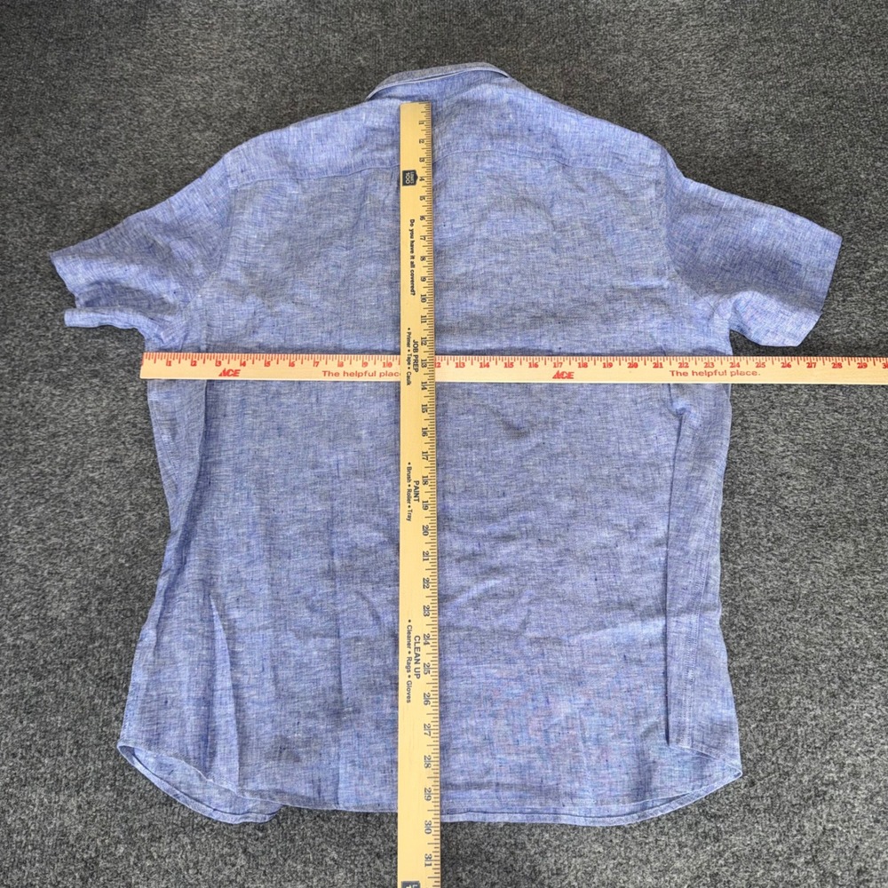 UNTUCKit Mens XL Blue Linen Wrinkle Resistant Short Sleeve Shirt NEW Button Up - Picture 4 of 7
